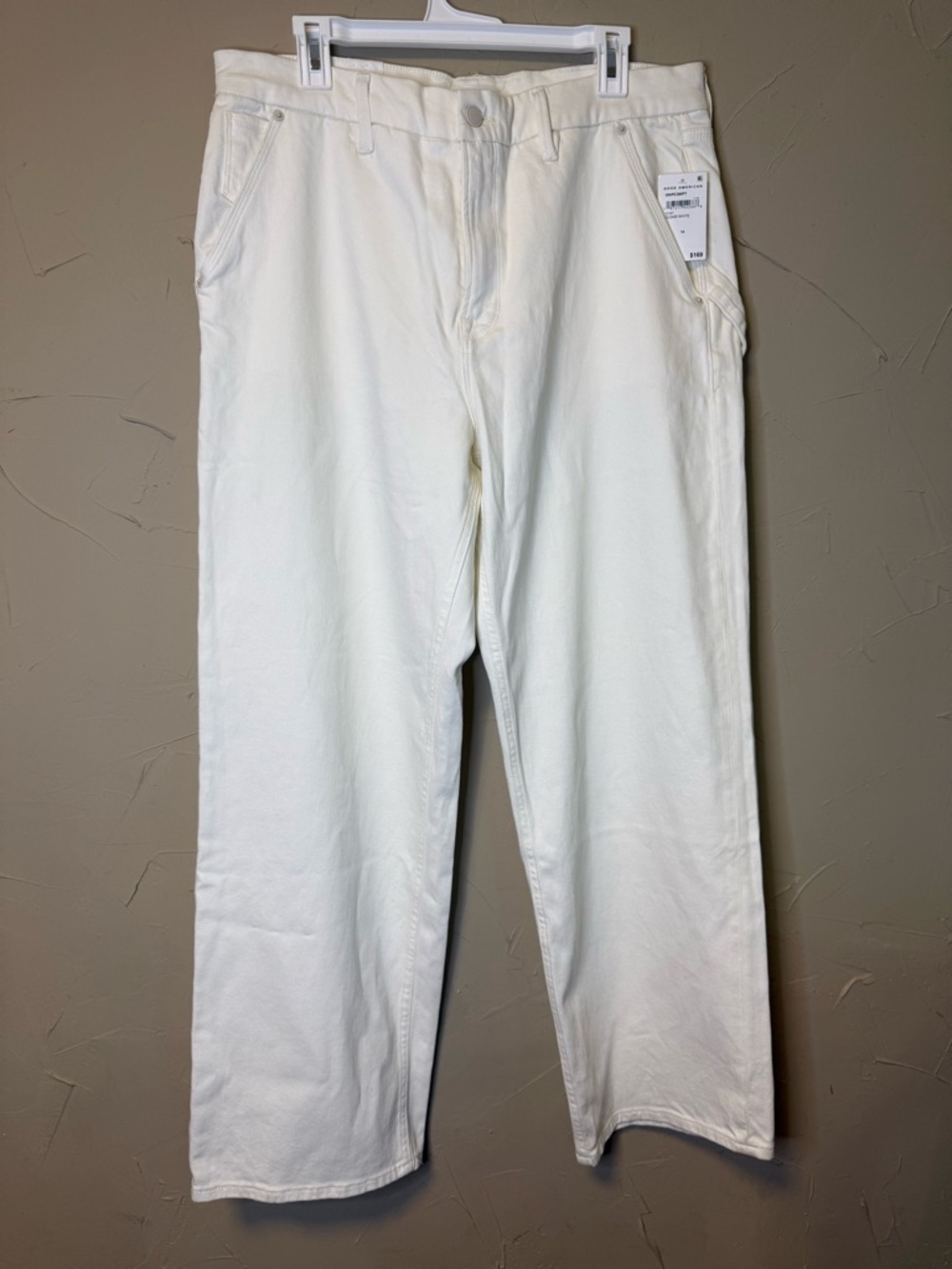Good American Petite 90s Relaxed Wide Straight Jeans Cloud White Sz 14/32 - Picture 13 of 13